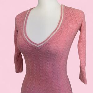 Y2K Pink Abercrombie & Fitch V Neck Sweater